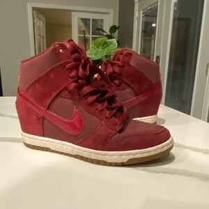 Nike Women's Burgundy and Red Wedge Sneakers
